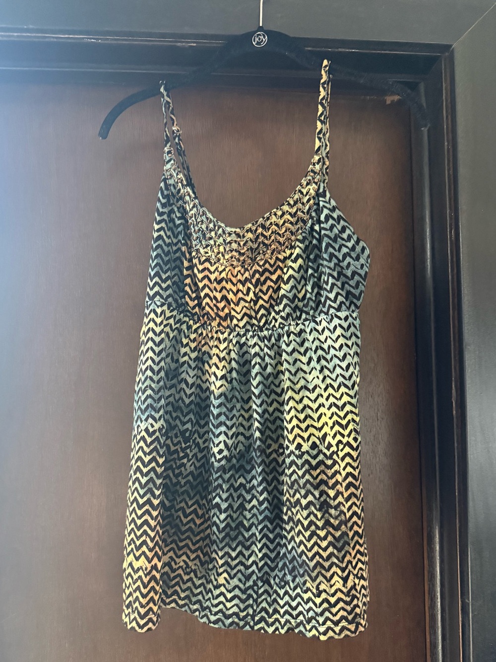 Santiki Beaded Chevron Babydoll Top | Size L | Boho Resort Style - Picture 2 of 9